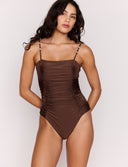 MINK PINK SIENNA RUSHED ONE PIECE - CHOCOLATE