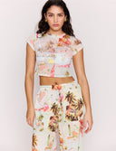 MINK PINK DOLCE MESH BABY TEE - VINTAGE POSTCARDS