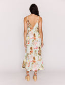MINK PINK DOLCE DEEP PLUNGE MAXI DRESS - VINTAGE POSTCARDS
