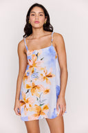 MINK PINK SUNSPELL KNOT STRAP MINI DRESS - WATERCOLOUR FLORAL