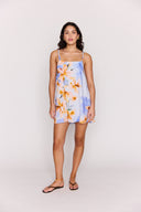 MINK PINK SUNSPELL KNOT STRAP MINI DRESS - WATERCOLOUR FLORAL