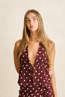 RHYTHM POLKA HALTER TOP - CAFE