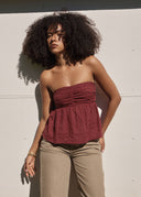 AFENDS JUNI STRAPLESS TOP - RUBY ANGLAISE