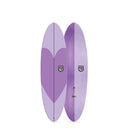 Purple surfboard with a heart design on a white background O&E CREATIVE ARMY