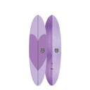 Purple surfboard with a heart design on a white background O&E CREATIVE ARMY