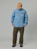 JUST ANOTHER FISHERMAN LOYALTY DENIM SHIRT - LIGHT BLUE