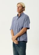 AFENDS SHIPWRECK STRIPE SHORT SLEEVE SHIRT - MARLIN
