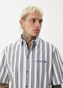 AFENDS LINED UP SHORT SLEEVE SHIRT - WHITE STRIPE