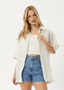 AFENDS CRISS CROSS SHORT SLEEVE SHIRT - TAUPE