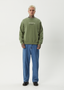 AFENDS EMBER CREW NECK - OIL GREEN
