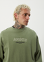 AFENDS EMBER CREW NECK - OIL GREEN