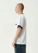DROP ZONE BOXY RINGER TEE - WHITE