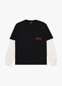 AFENDS DROP ZONE LAYERED WAFFLE BOXY TEE - BLACK