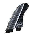 FCS surf fin with black and gray design on a white background