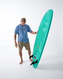 Teal like colour soft top surfboard soft board mick fanning