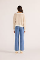 MINK PINK MEGAN V-NECK SWEATER - BEIGE