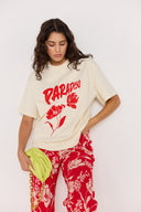 MINK PINK PARADISO OVERSIZE TEE - CREAM
