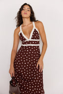MINK PINK CEDAR CROSS-BACK DRESS - CHOC SPOT