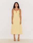 MINK PINK GIGI BIAS MIDI DRESS - BUTTER YELLOW