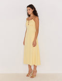 MINK PINK GIGI BIAS MIDI DRESS - BUTTER YELLOW
