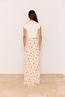 CLEMENCE RUFFLE BIAS SKIRT - CREAM/RED FLORAL