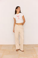 MINK PINK MARTINI BABY TEE - WHITE/RED