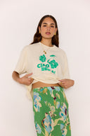 MINK PINK CIAO RELAXED TEE - WHITE/GREEN