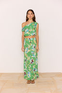 MINK PINK ZOE BIAS MIDI SKIRT - GREEN FLORAL