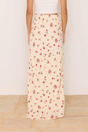 CLEMENCE RUFFLE BIAS SKIRT - CREAM/RED FLORAL