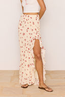 CLEMENCE RUFFLE BIAS SKIRT - CREAM/RED FLORAL