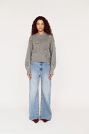 MINK PINK VERA FLORAL APPLIQUE KNIT - GREY