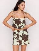 MINK PINK ESME TIE SHOULDER CAMI - CHOCOLATE FLORAL