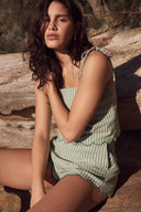 MINK PINK CAPRI TIE SHOULDER CAMI - GREEN STRIPE