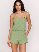 MINK PINK CAPRI TIE SHOULDER CAMI - GREEN STRIPE