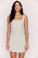 MINK PINK SABRINA BUBBLE MINI DRESS - SAGE GINGHAM