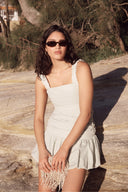 MINK PINK SABRINA BUBBLE MINI DRESS - SAGE GINGHAM