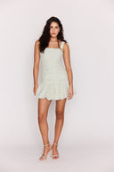 MINK PINK SABRINA BUBBLE MINI DRESS - SAGE GINGHAM