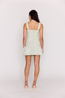 MINK PINK SABRINA BUBBLE MINI DRESS - SAGE GINGHAM
