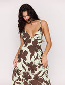 MINK PINK ESME STRAPPY MIDI DRESS - CHOCOLATE FLORAL