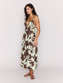 MINK PINK ESME STRAPPY MIDI DRESS - CHOCOLATE FLORAL