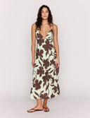 MINK PINK ESME STRAPPY MIDI DRESS - CHOCOLATE FLORAL