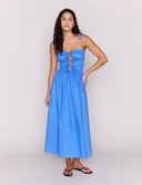 MINK PINK LIANA TIE DETAIL MIDI DRESS - JACARANDA BLUE