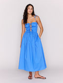 MINK PINK LIANA TIE DETAIL MIDI DRESS - JACARANDA BLUE