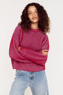MINK PINK CLEO CONTRAST RIB KNIT - BLUE/BERRY