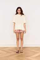 MINK PINK AMELIE CROCHET APPLIQUE TEE - CREAM