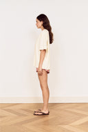 MINK PINK AMELIE CROCHET APPLIQUE TEE - CREAM