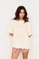 MINK PINK AMELIE CROCHET APPLIQUE TEE - CREAM
