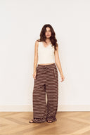 MINK PINK VESPER DRAWSTRING PANT - CHOCOLATE STRIPE