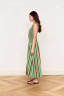 MINK PINK RUE SHIRRED MIDI DRESS - STRIPE