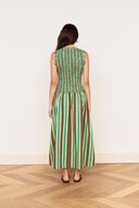 MINK PINK RUE SHIRRED MIDI DRESS - STRIPE
